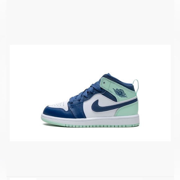 Jordan 1 Mid Mystic Navy Mint Foam sneakers PS 12c toddler Nike - Picture 2 of 13